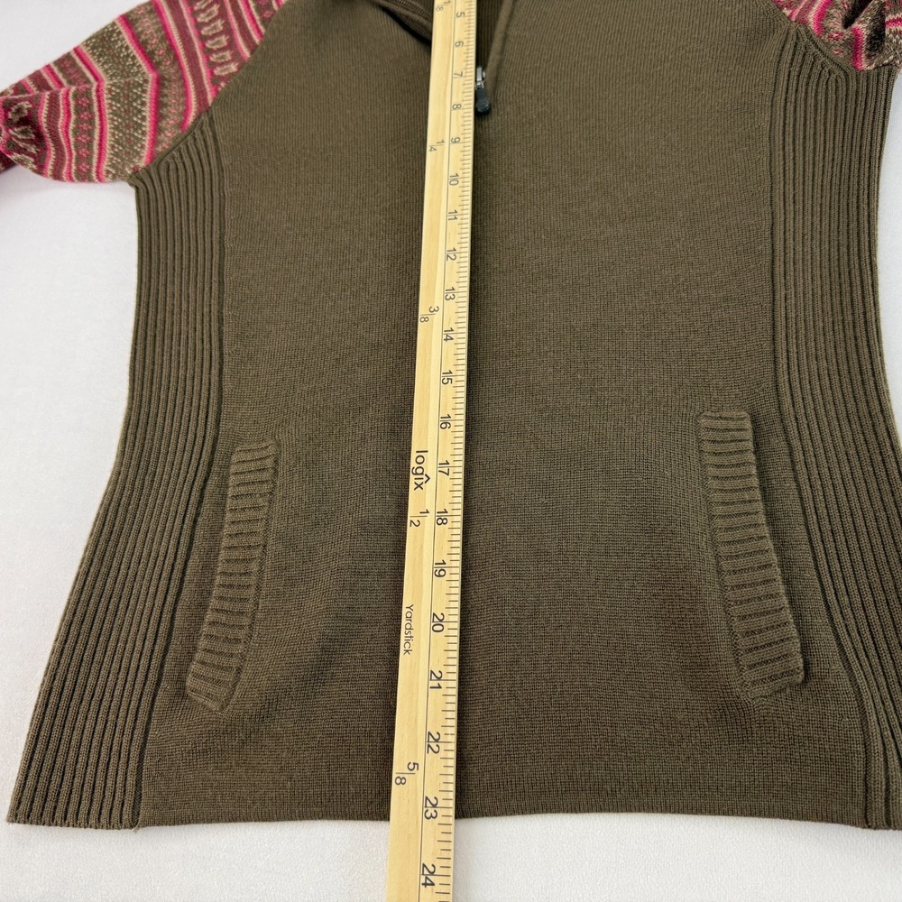 The North Face Womens M Wool Blend 1/4 Zip Sweater Brown Pink‎ Fair Isle Fitted - Picture 13 of 15